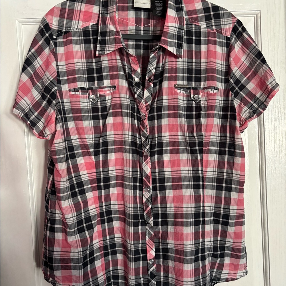 Harley-Davidson Pink and Black Checkered Top